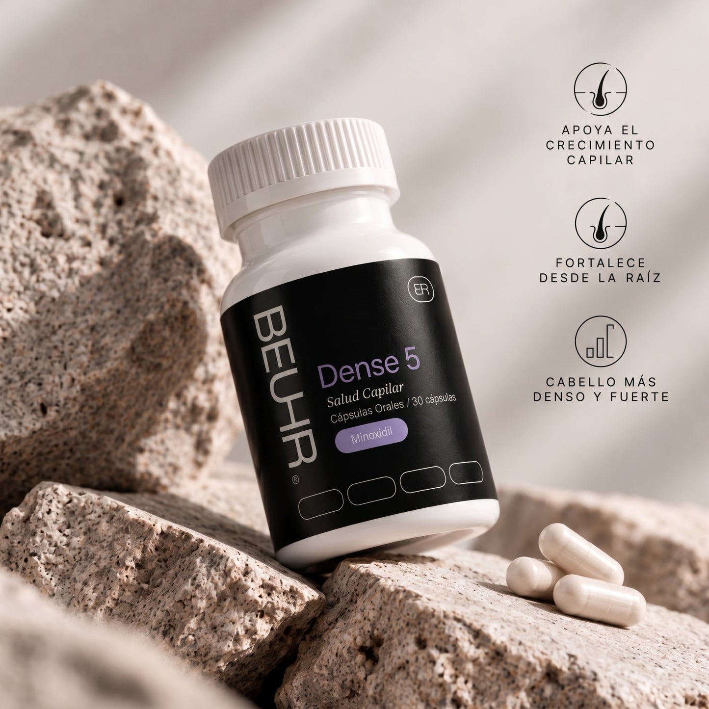 DENSE 5mg Control de caída de cabello - Cápsulas - Beuhr